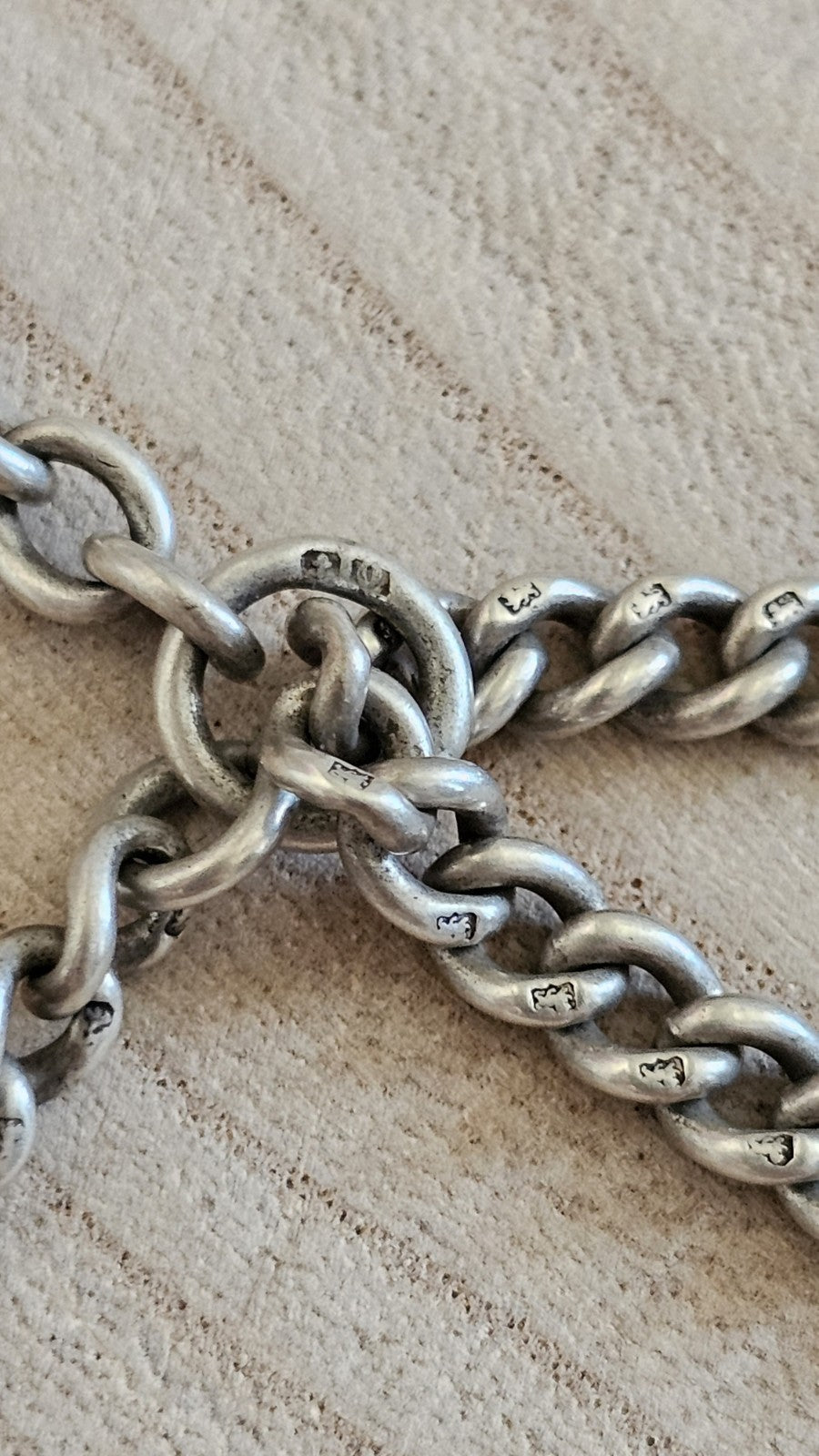 Antique Sterling Silver Albert Chain 1913 & Birmingham 1900 Vesta Case 45.29g