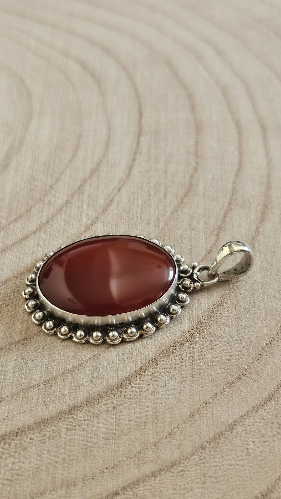 925 Sterling Silver Large Carnelian Pendant – Oval Statement Pendant 15g