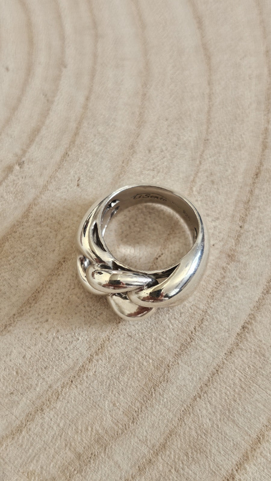 Ti Sento 925 Sterling Silver Chunky Chain Link Statement Ring Size J 1/2 10.34g