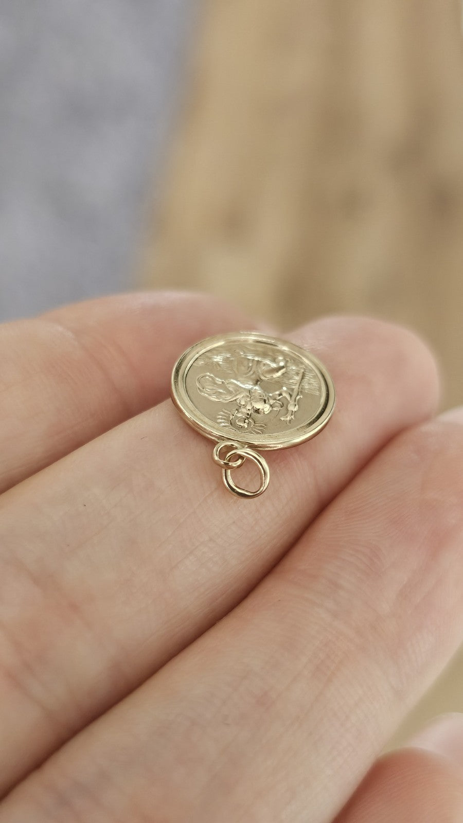 Vintage 1990 9ct Yellow Gold St Christopher Pendant Medal Birmingham ,1.67g