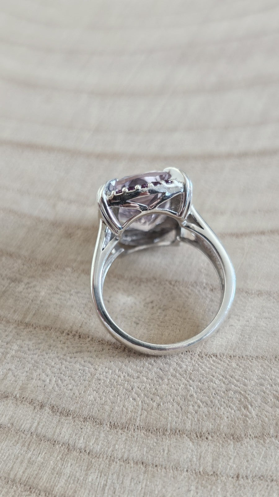 925 Sterling Silver Amethyst & Rhodolite Garnet Statement Ring–Size N 1/2- 7.27g