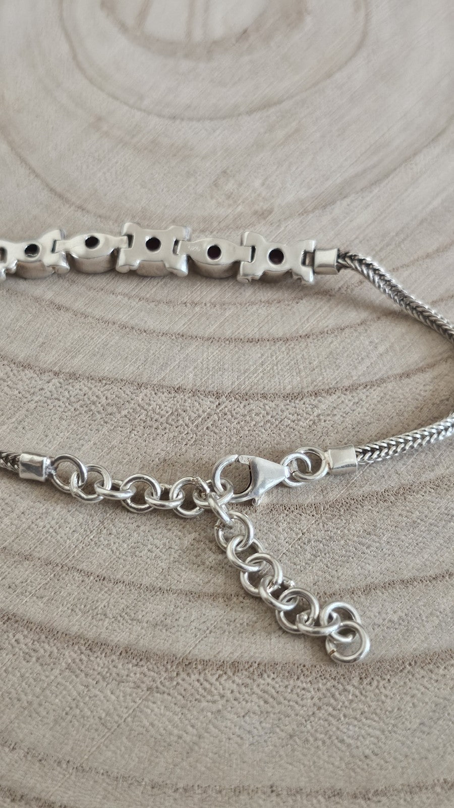 925 Sterling Silver Ruby Bracelet Adjustable 18–23cm 9.80g