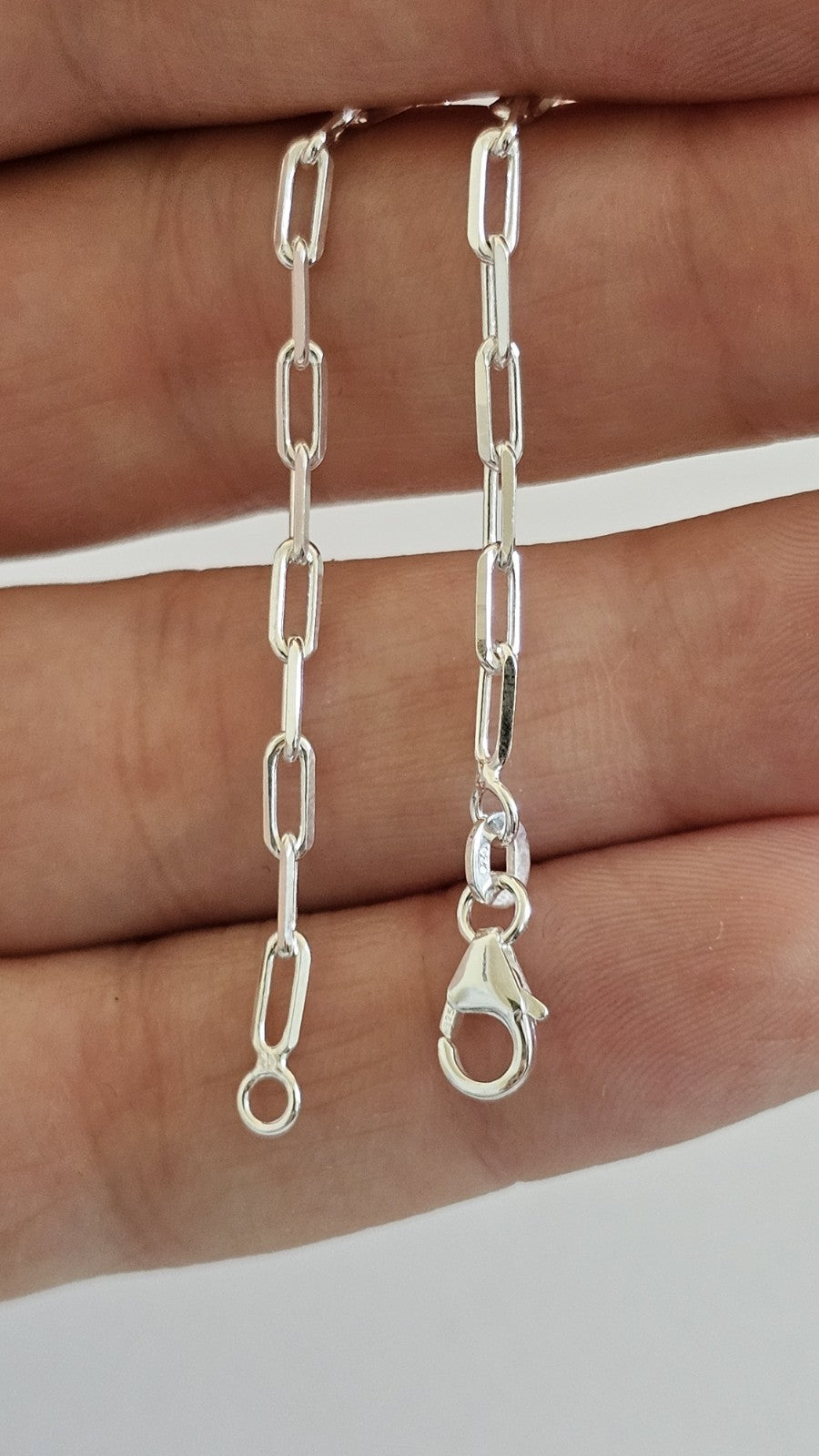 925 Sterling Silver Paperclip Link Bracelet 7.25" 18.4cm , New in Box