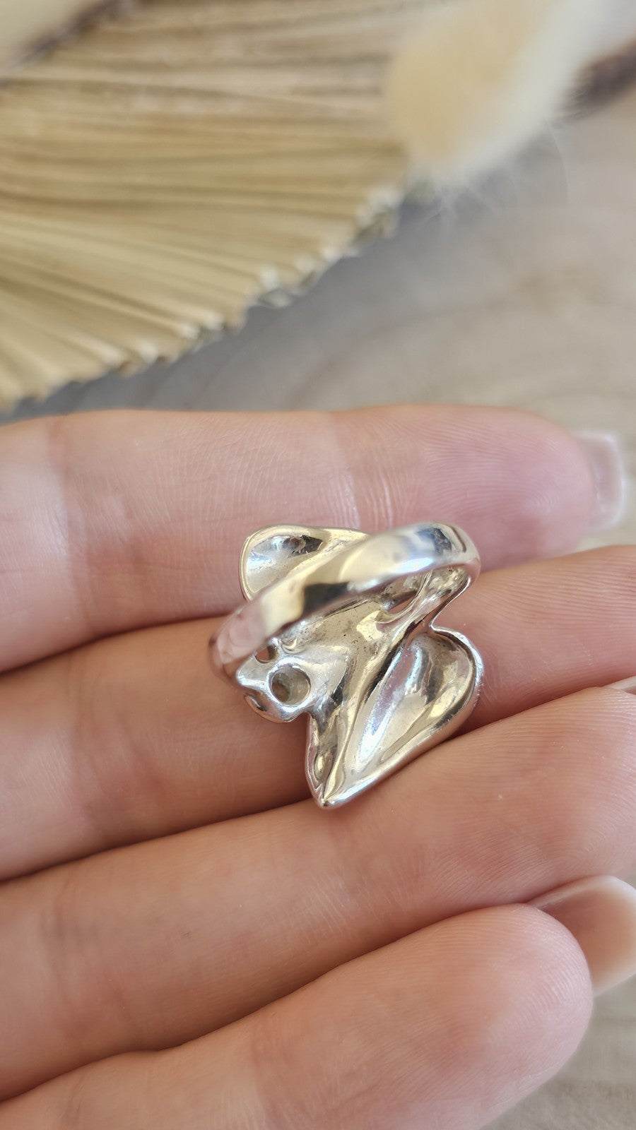 925 Sterling Silver Natural Peridot Leaf Statement Ring Size P 7.14g