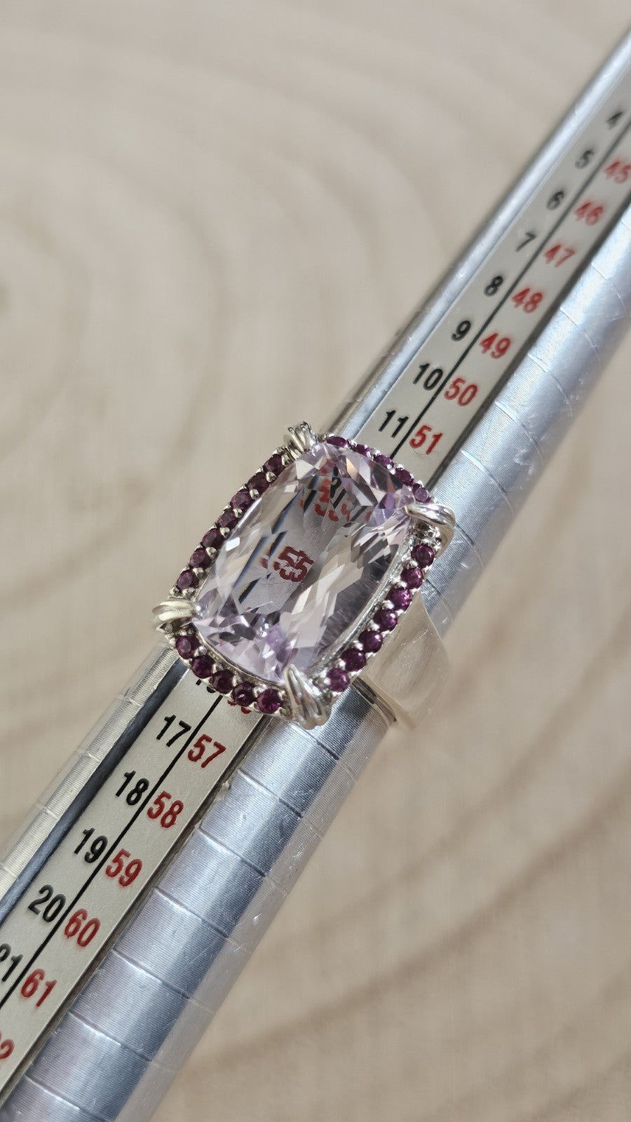 925 Sterling Silver Amethyst & Rhodolite Garnet Statement Ring–Size N 1/2- 7.27g