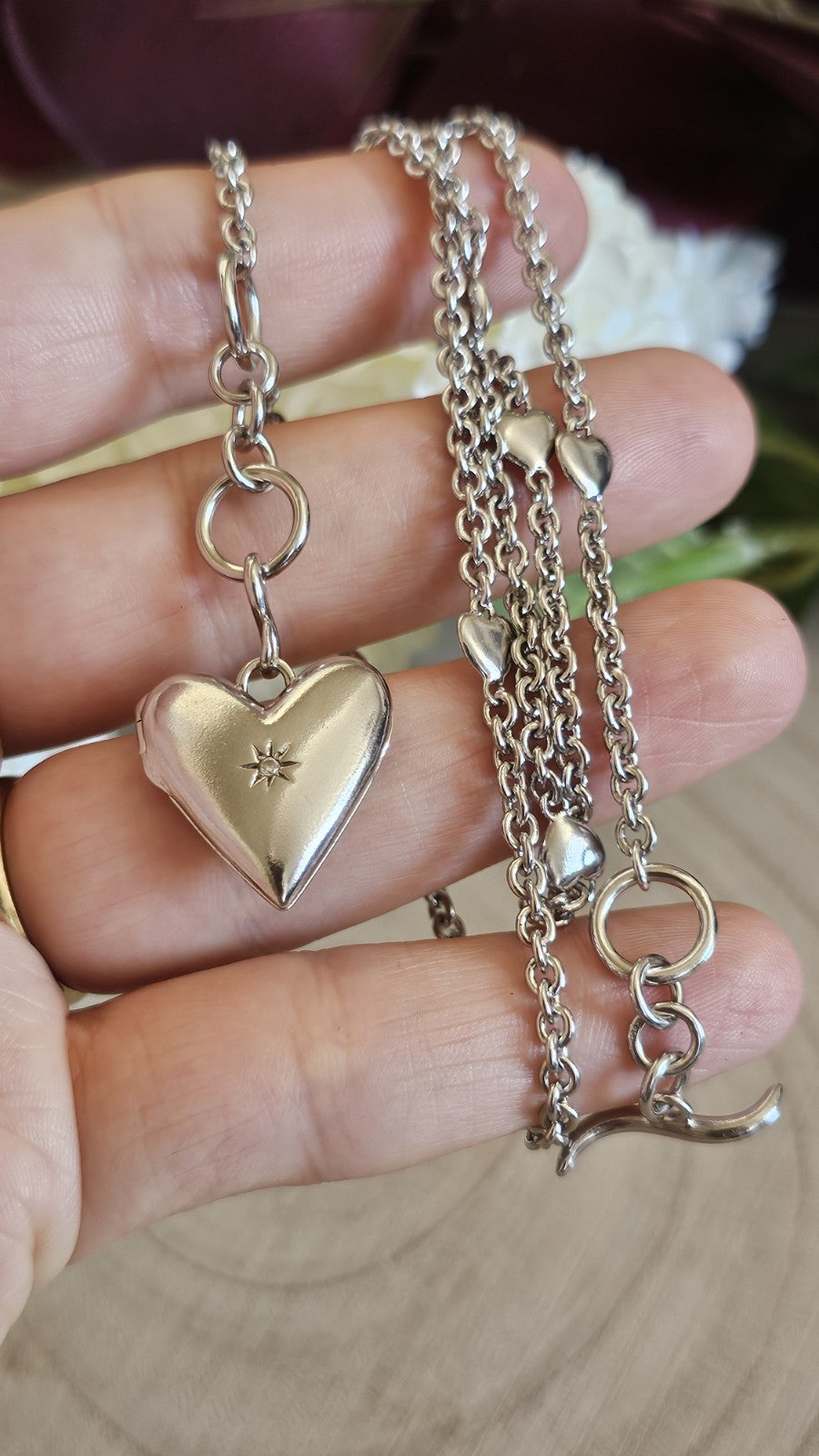 Hot Diamonds 925 Sterling Silver Heart Locket Diamond T-Bar Necklace 22–23"