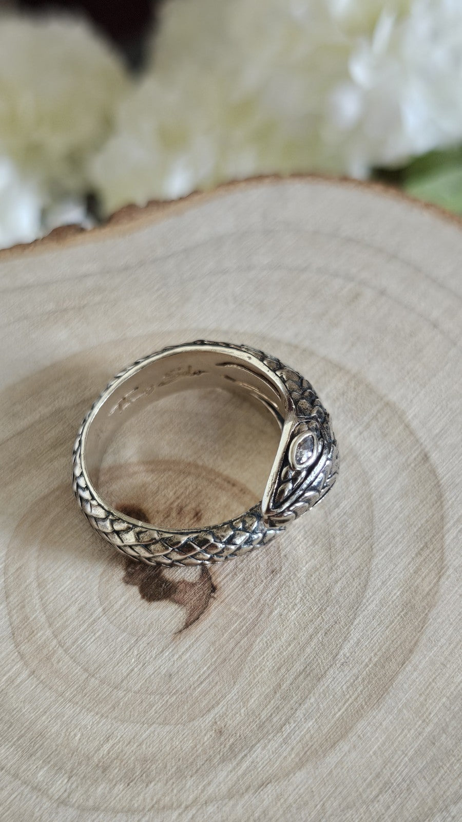 Thomas Sabo 925 Sterling Silver Snake Ring Clear Stone Eyes Size P 1/2 9.19