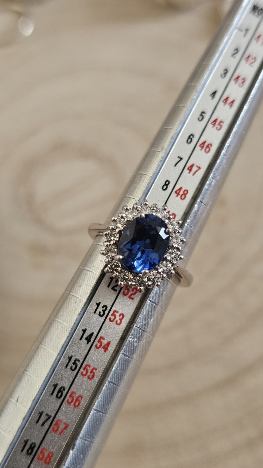 925 Sterling Silver Sapphire Blue CZ Halo Ring – Size K – Hallmarked 4.62g