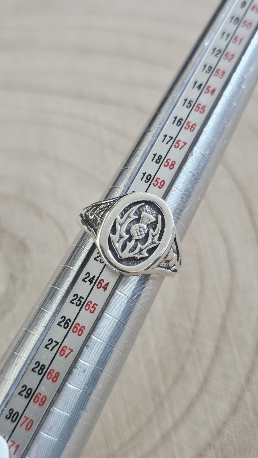 925 Sterling Silver Scottish Thistle Signet Ring – Size T – Hallmarked 8.60g