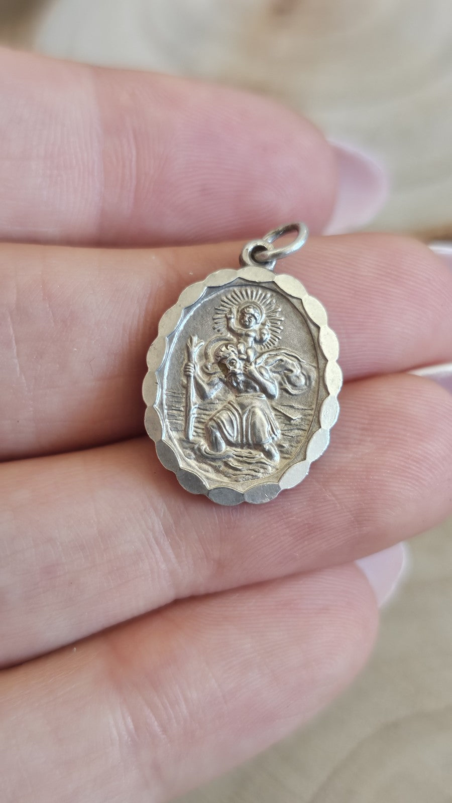 Vintage Georg Jensen Silver St Christopher Double Sided Travel Pendant 3.06g