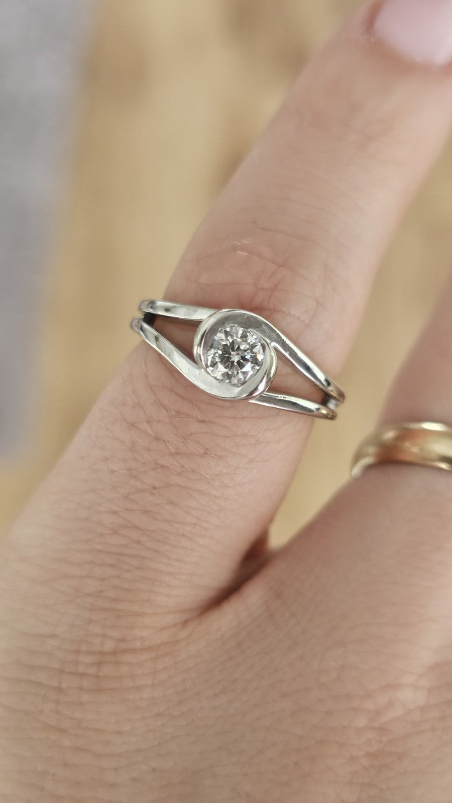 9ct White Gold Natural Diamond Solitaire Ring 0.33ct Size L  Hallmarked