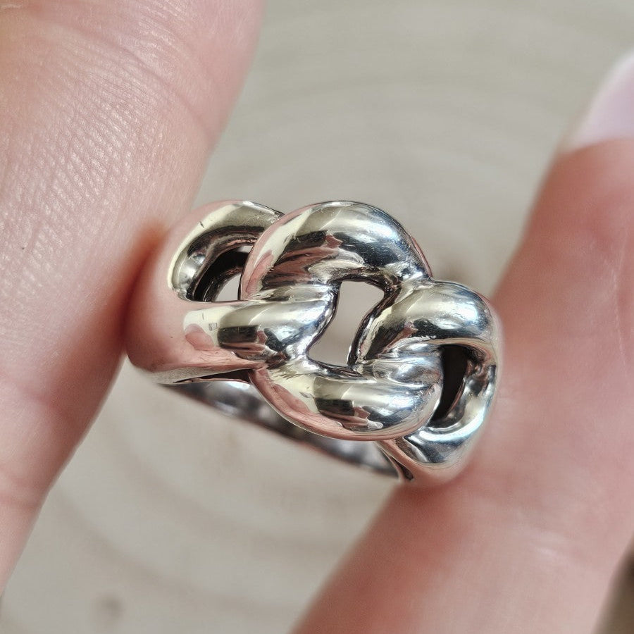 Ti Sento 925 Sterling Silver Chunky Chain Link Statement Ring Size J 1/2 10.34g