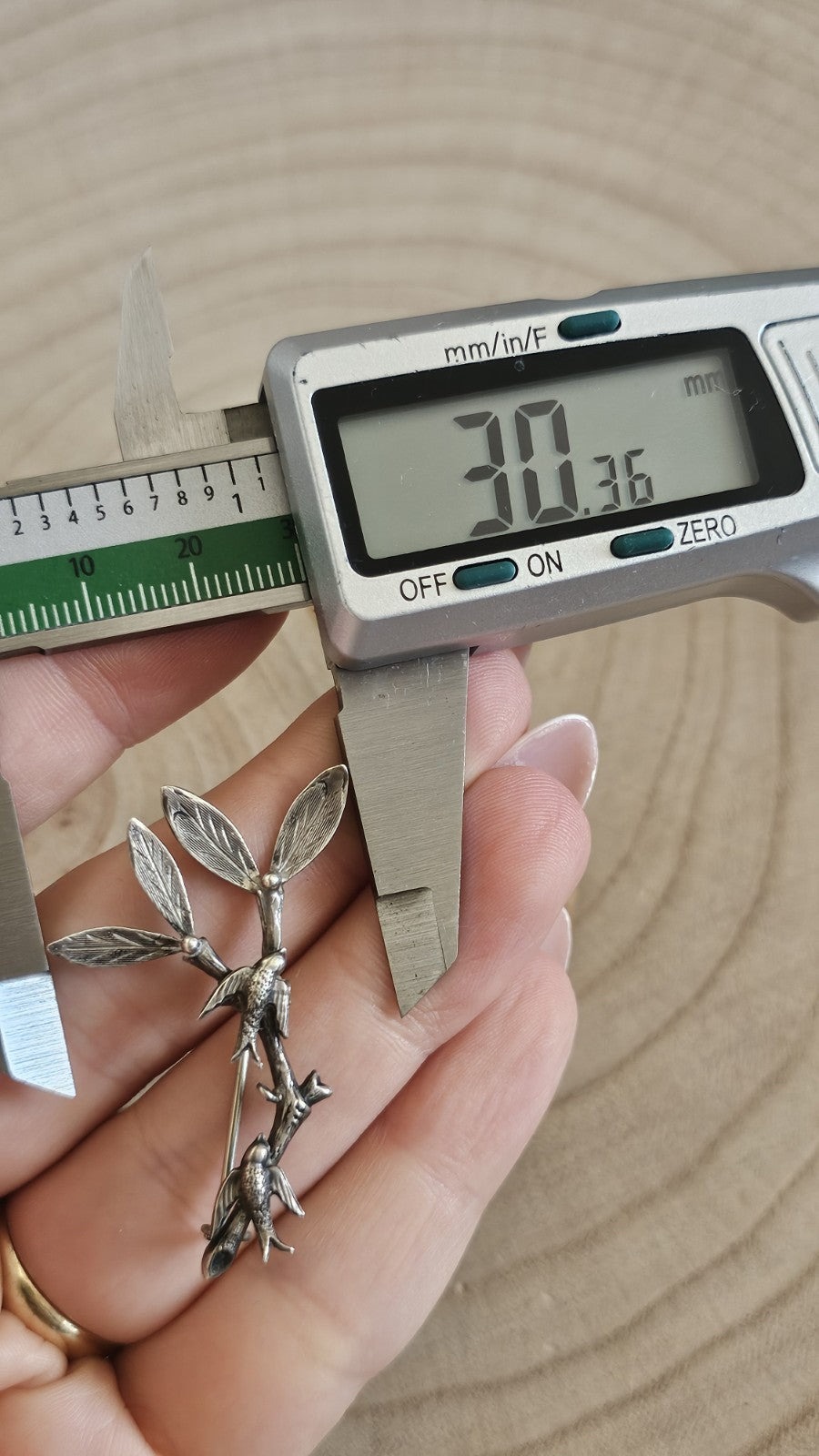 Vintage Silver Swallow Bird & Leaf Branch Brooch Pin 47mm 2.82g