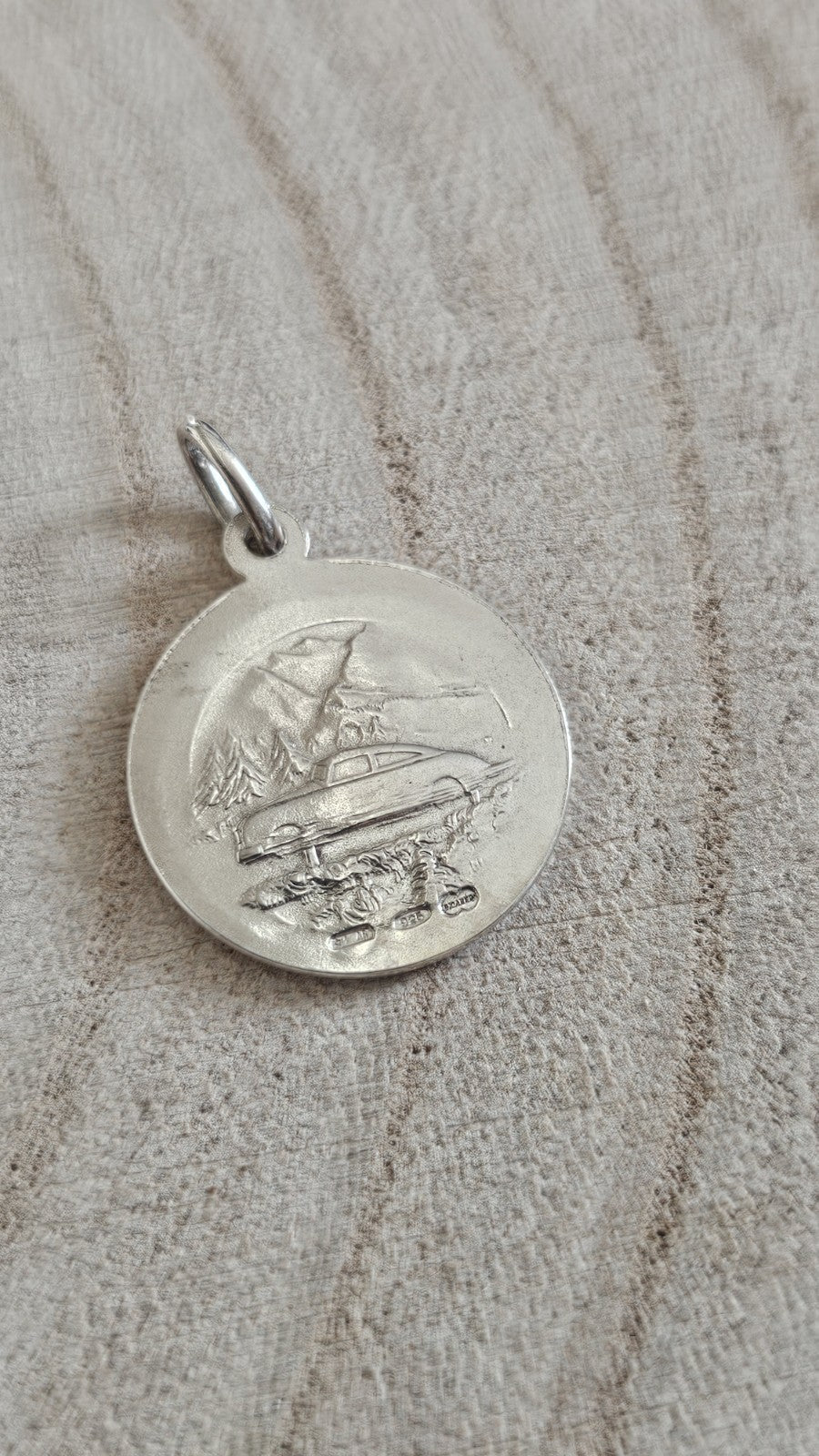 925 Sterling Silver St Christopher Travel Protection Medal Pendant Double Sided 