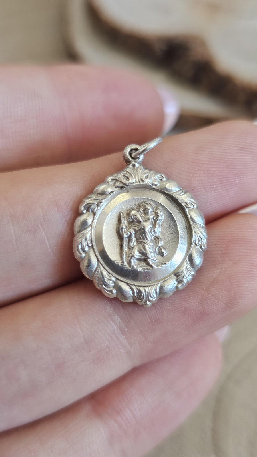 Vintage Georg Jensen Silver St Christopher Pendant Medal 5.19g