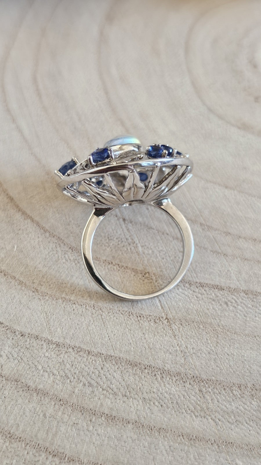 Shipton & Co 925 Silver Moonstone Kyanite Arts & Crafts Ring Size N 1/2