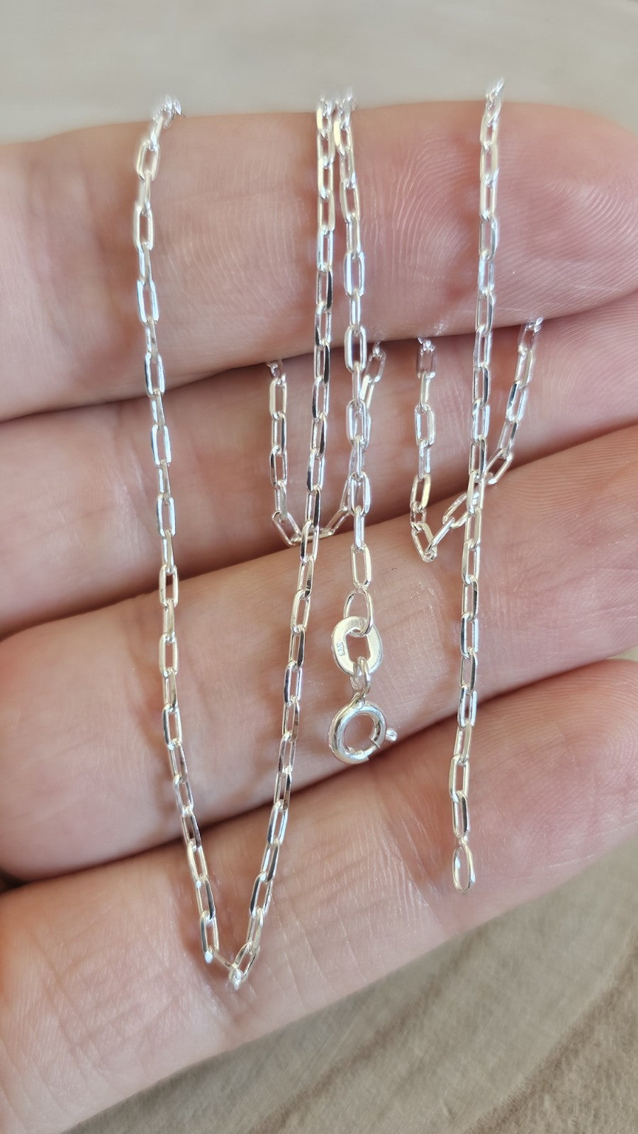 New 925 Sterling Silver Paperclip Chain Necklace 20" 2.84g Boxed