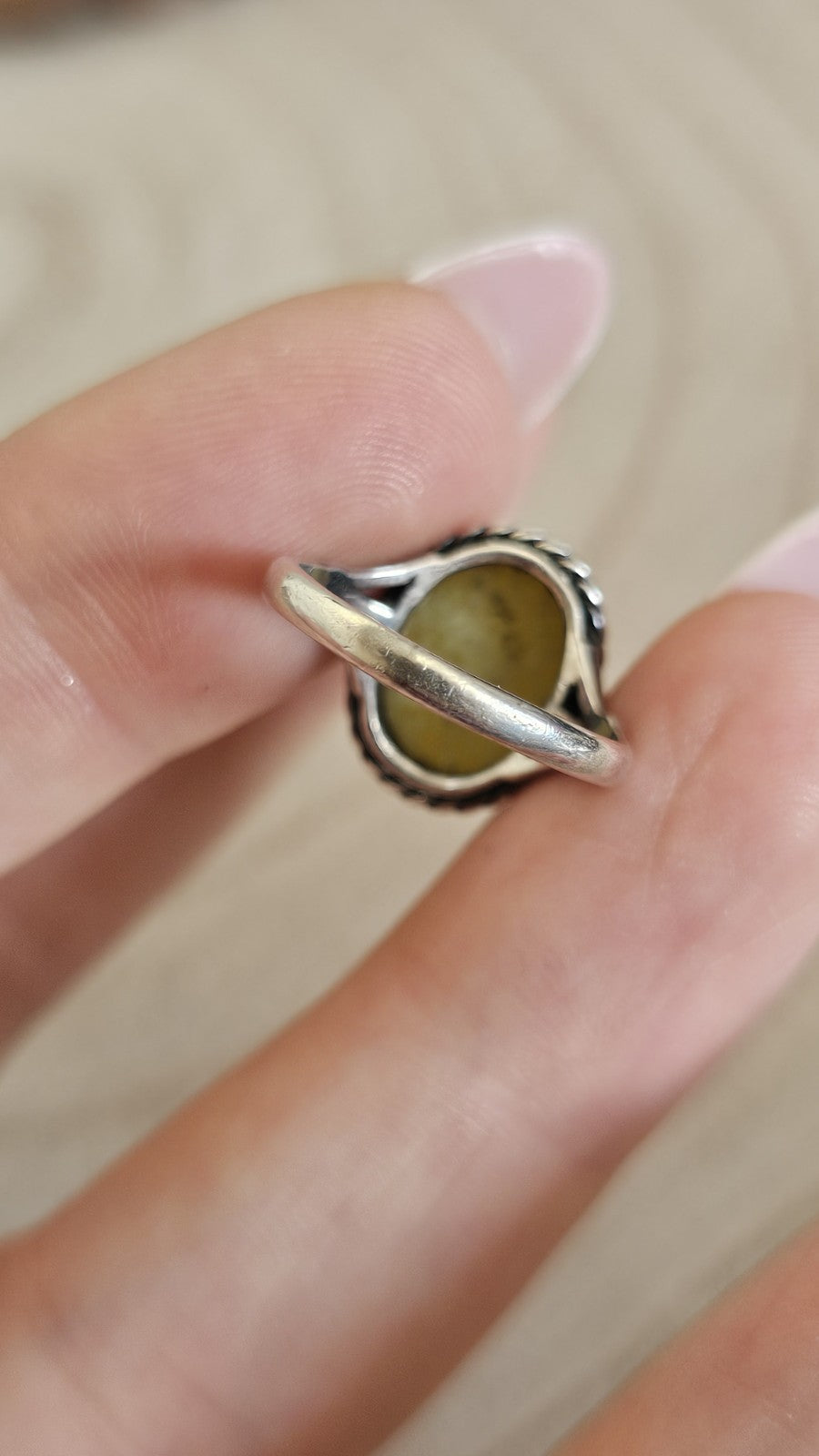 Vintage 925 Sterling Silver Connemara marble Celtic Ring Size L