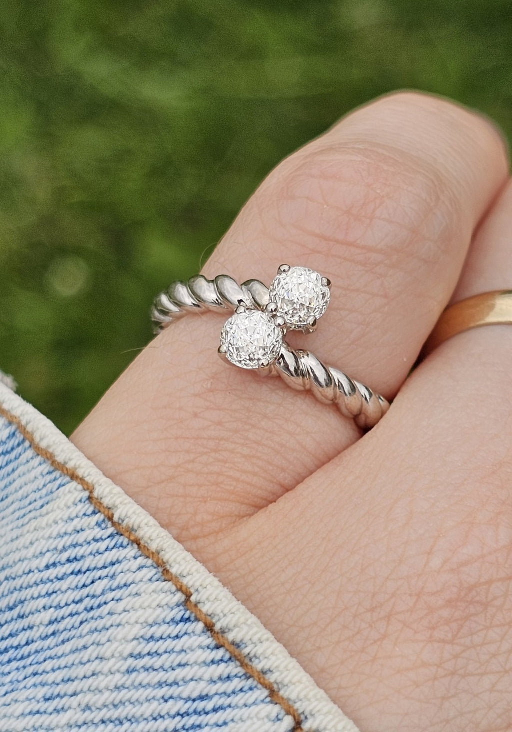 14K White Gold 1.00ct Crown of Light Natural Diamond Unity Ring WGI, size M1/2
