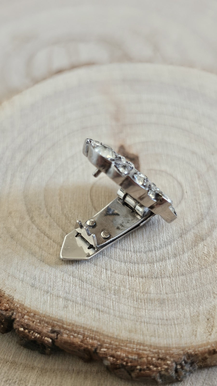 Antique Art Deco Sterling Silver Paste Rhinestone Dress Clip England c1930s