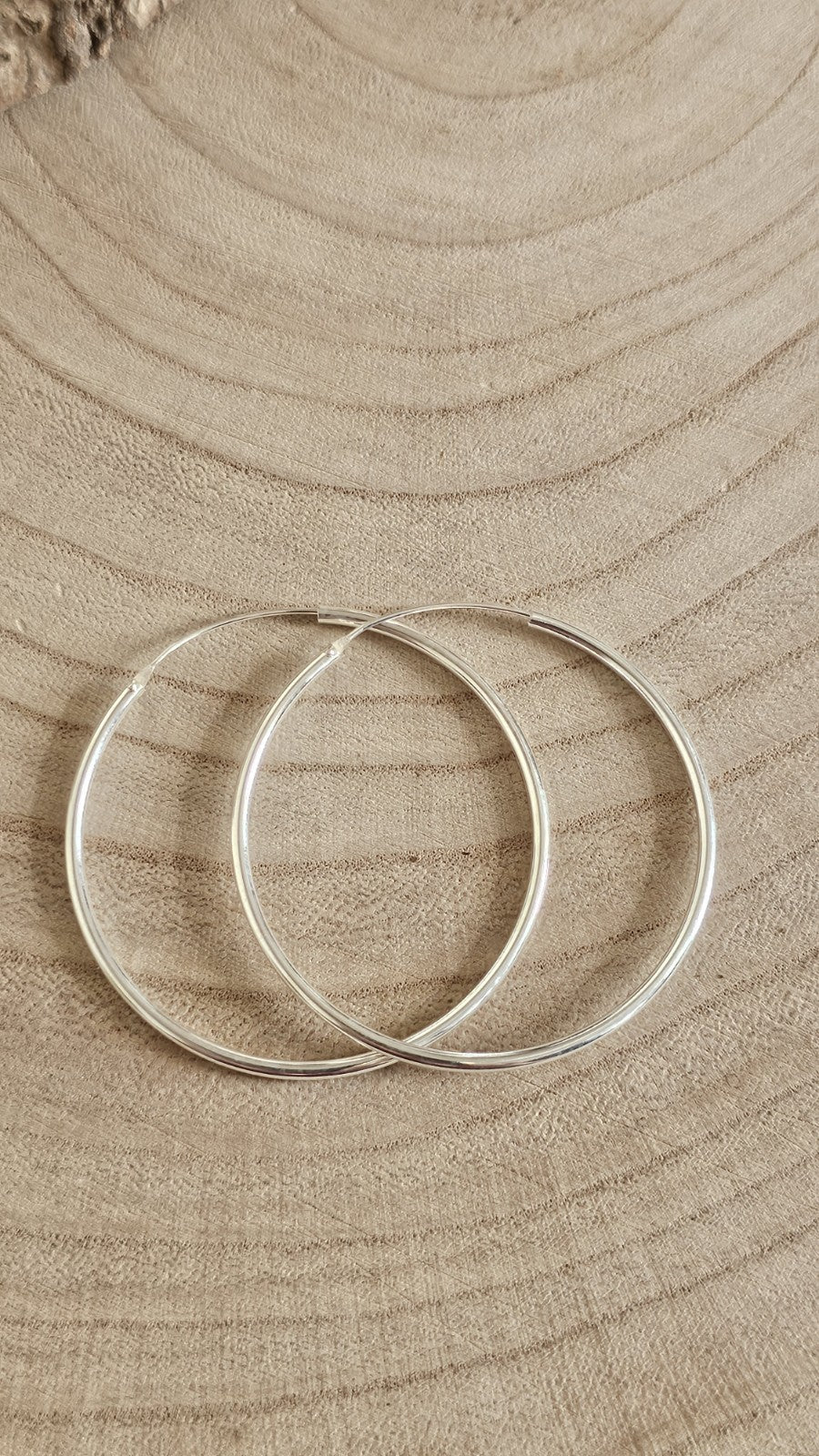 925 Sterling Silver Large Hoop Earrings 50mm Classic Thin Round Hoops , New