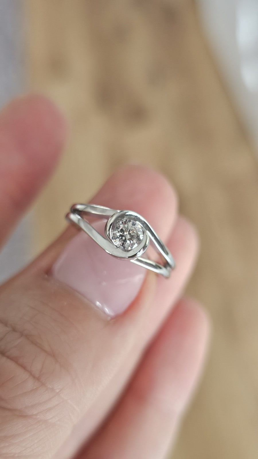 9ct White Gold Natural Diamond Solitaire Ring 0.33ct Size L  Hallmarked