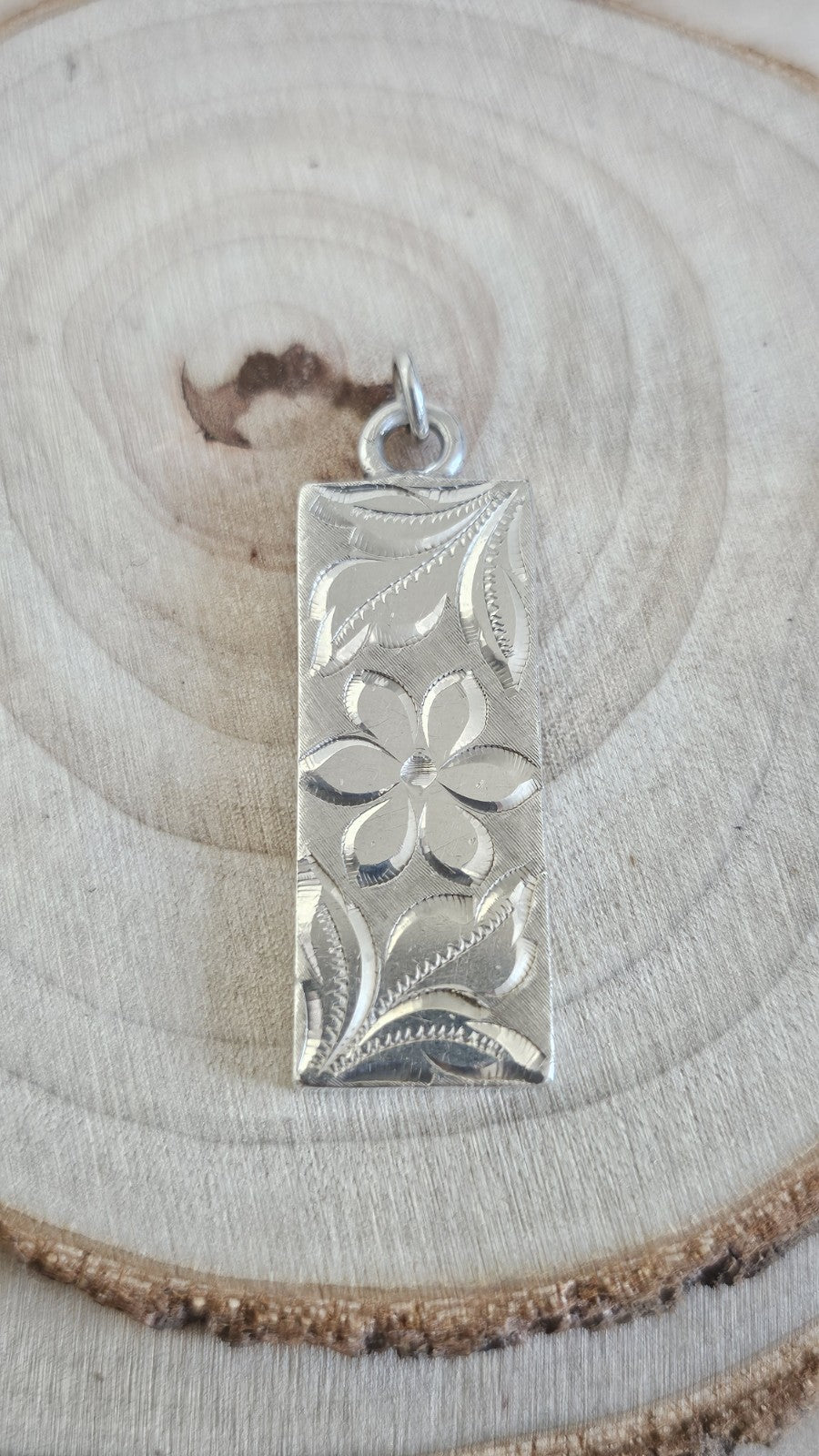 Vintage 1977 Sterling Silver Floral Engraved Ingot Pendant Birmingham L&N 