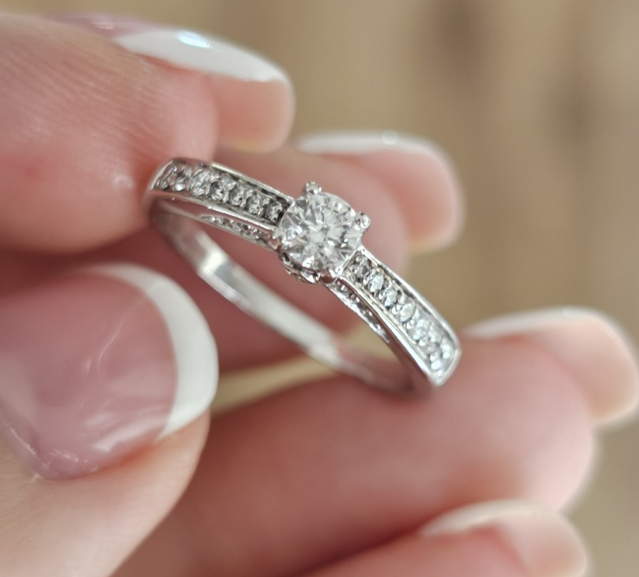 18ct White Gold Natural 0.52ct Tolkowsky Diamond Ring ,Size P | IGI Certified
