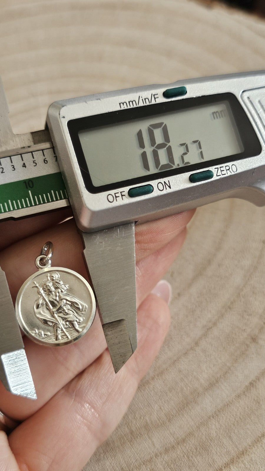 925 Sterling Silver St Christopher Travel Protection Medal Pendant Double Sided 