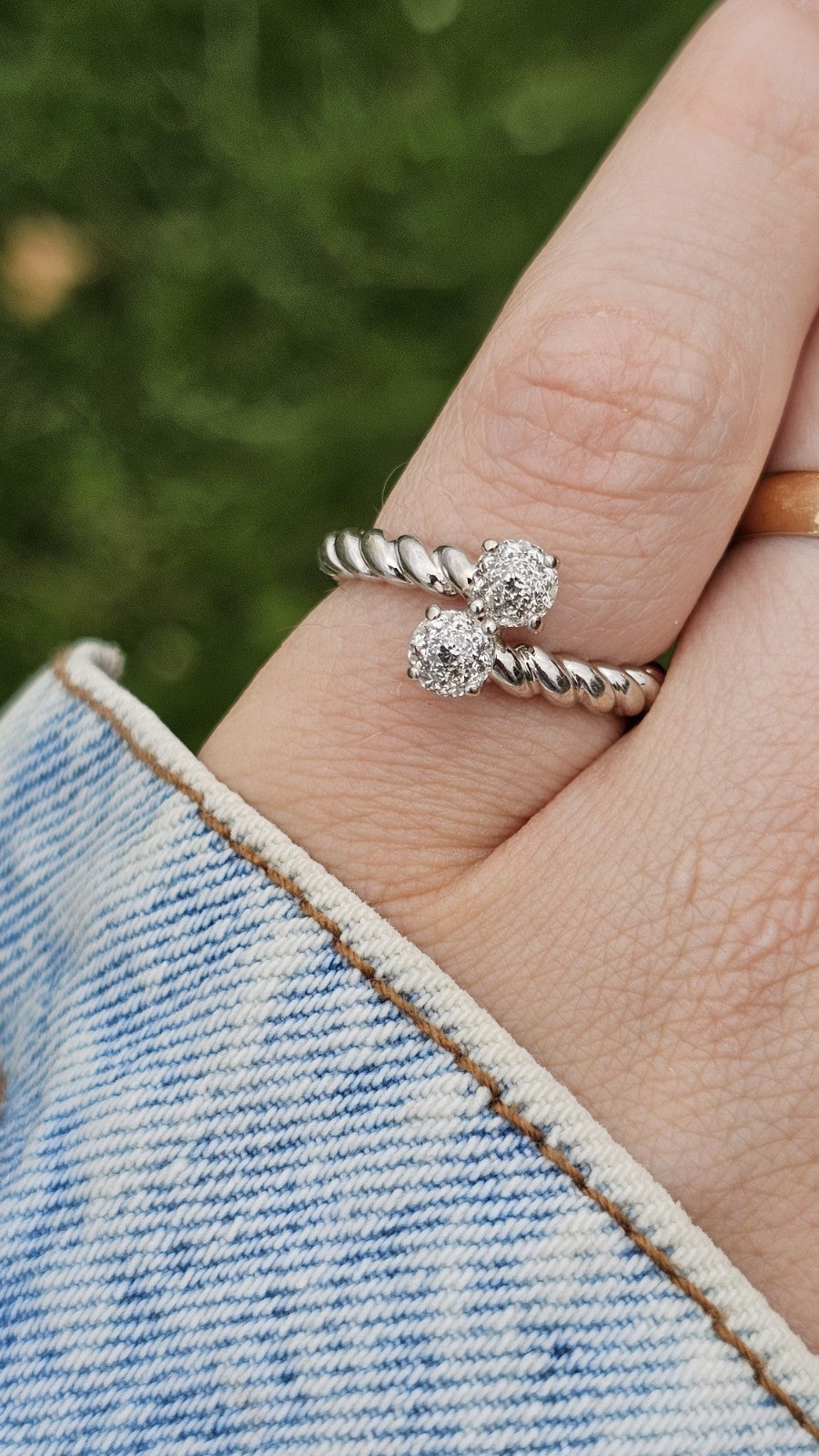 14K White Gold 1.00ct Crown of Light Natural Diamond Unity Ring WGI, size M1/2