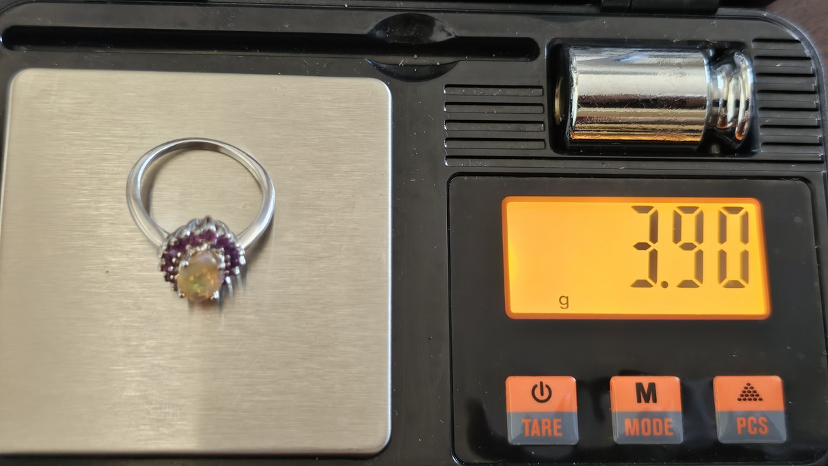 925 Sterling Silver Opal Rhodolite Garnet Halo Statement Ring Size N 1/2 3.90g