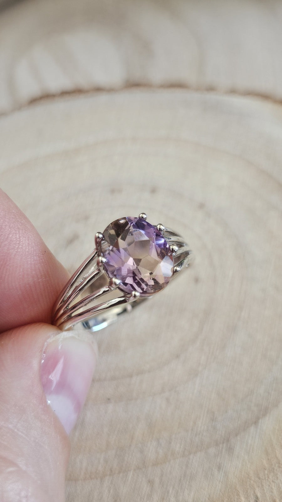 925 Sterling Silver Ametrine Oval Gemstone Ring Size R 1/2 TGGC 4.07g