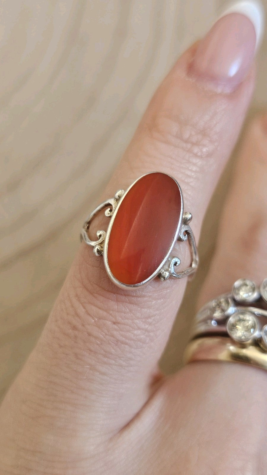 Vintage 925 Sterling Silver Oval Carnelian Ring Size L 1/2 – 3.50g