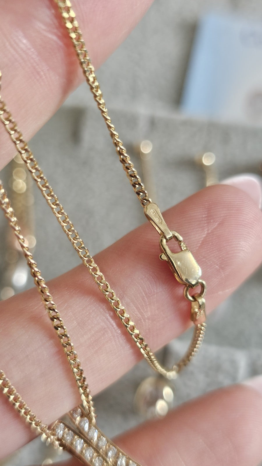 9ct Yellow Gold Natural Diamond Crossover Pendant Necklace 19" Hallmarked