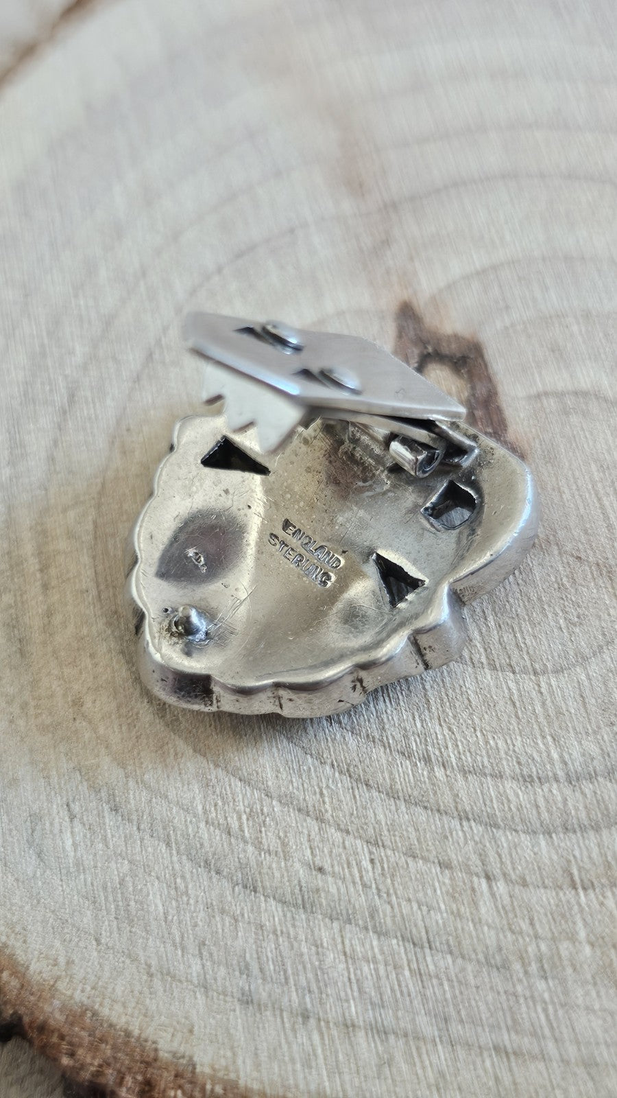 Antique Art Deco Sterling Silver Paste Rhinestone Dress Clip England c1930s