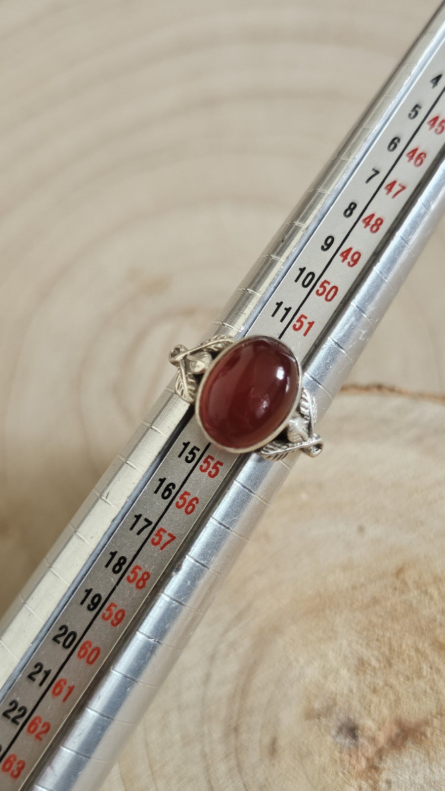 Vintage Sterling Silver Carnelian Cabochon Ring Size M 1/2 Stamped SILVER
