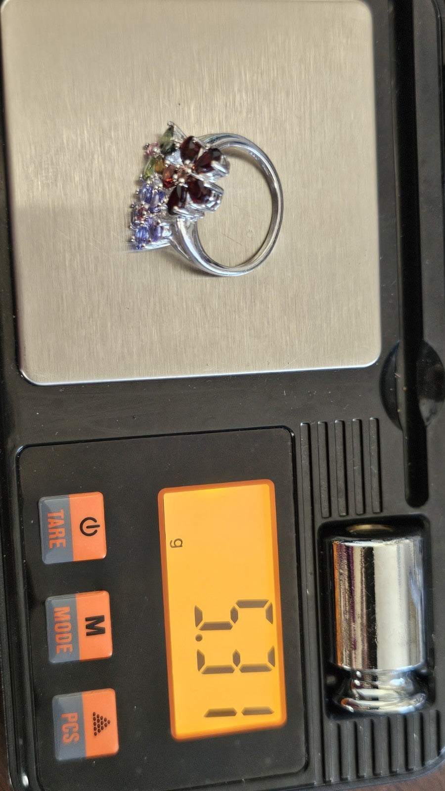 925 Sterling Silver TGGC Multigemstone Floral Ring Size O 5.31g