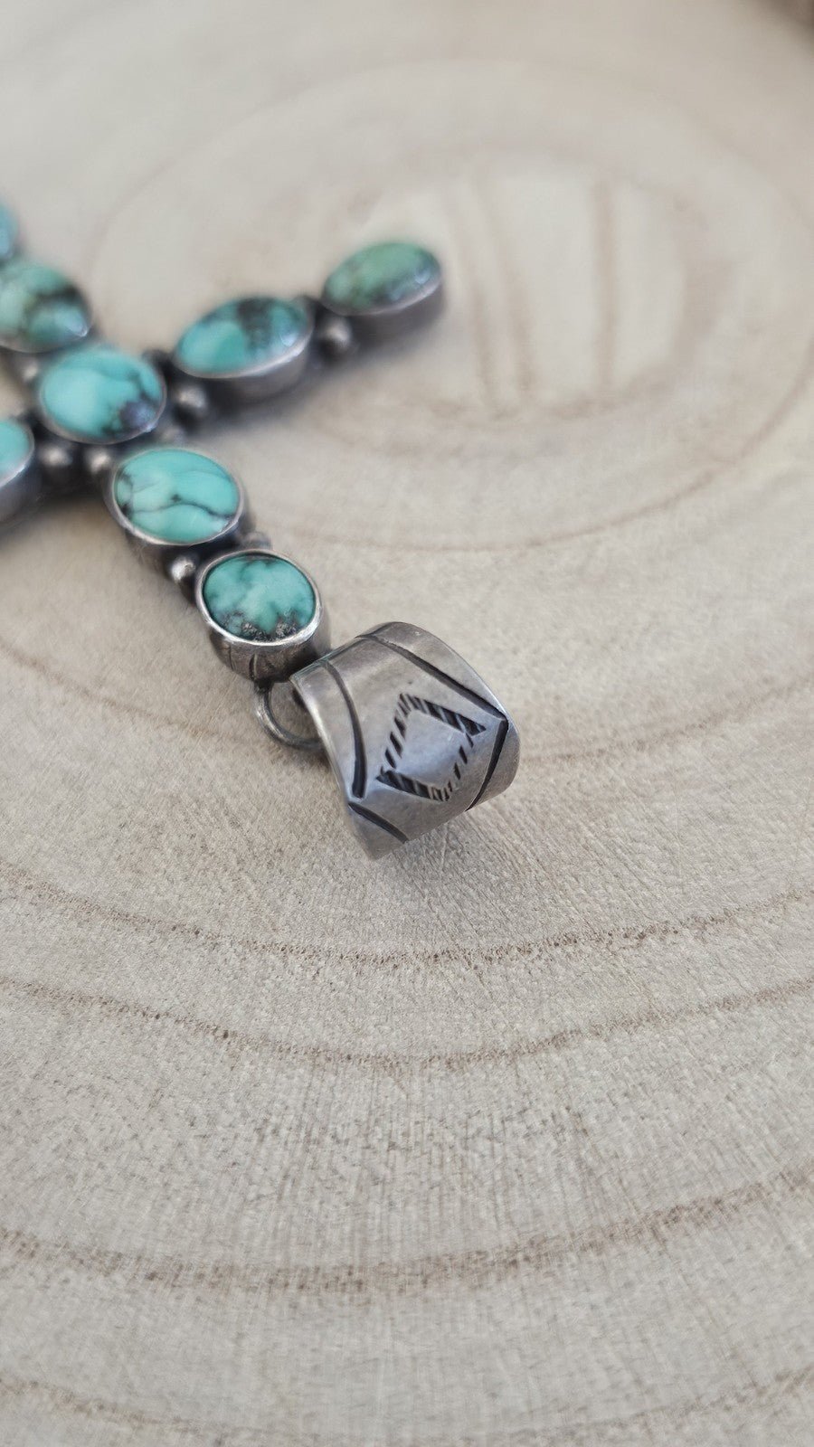 Ida Payton Navajo Sterling Silver Turquoise Cross Necklace 49.14g Signed