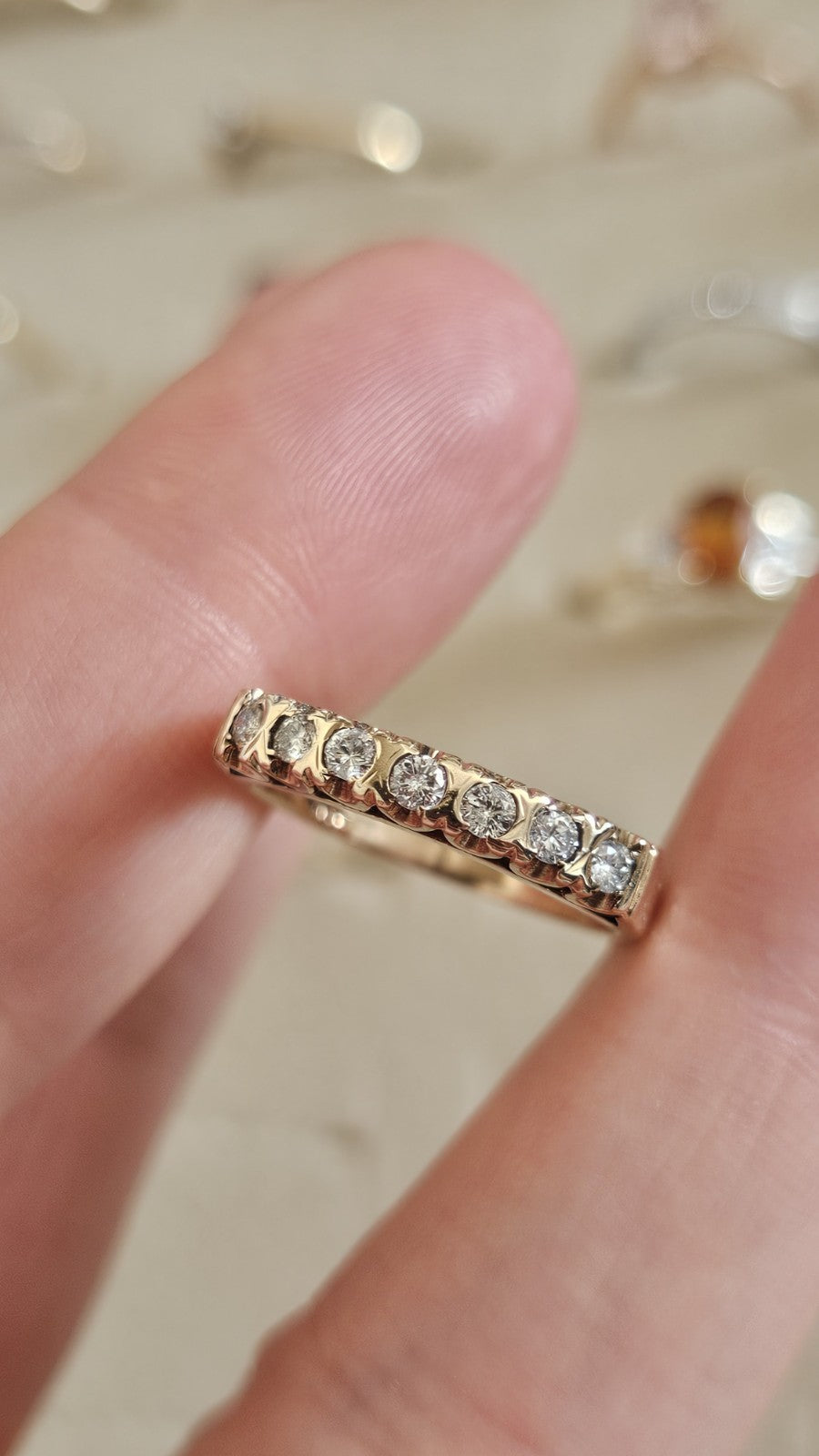 Vintage 1992 9ct Yellow Gold 0.30ct Natural Diamond Half Eternity Ring Size O