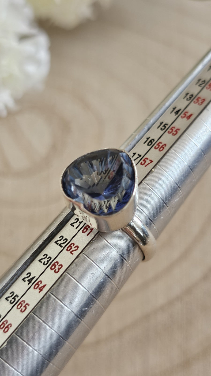 TGGC 925 Sterling Silver  Topaz Heart Ring Size R 1/2 7g