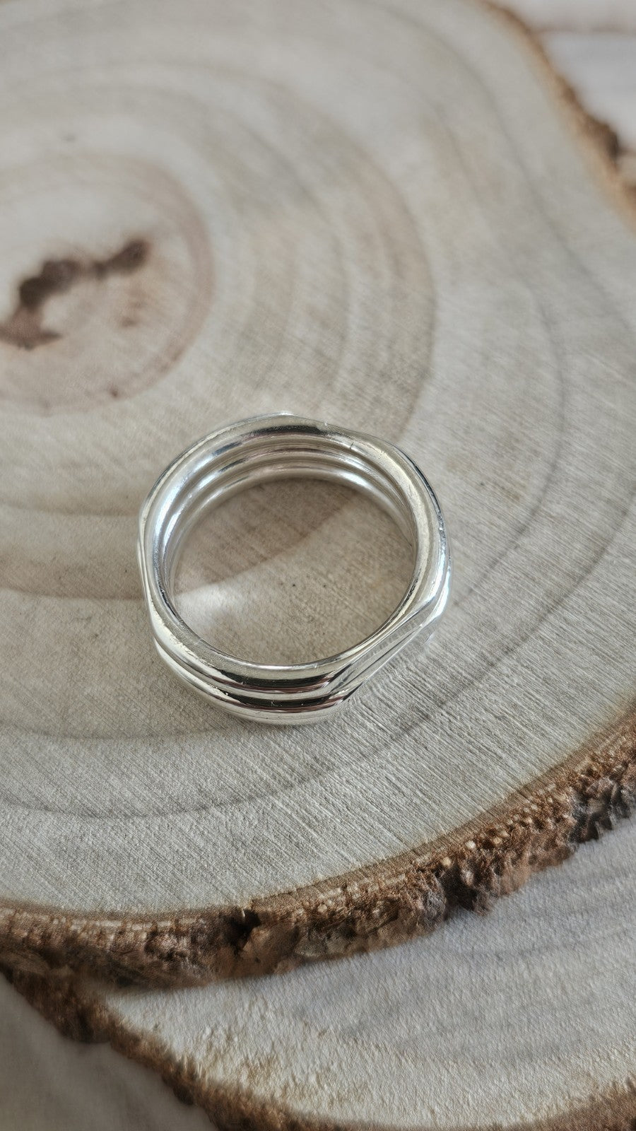 Links of London 925 Sterling Silver Triple Band Spinner Ring , Size M 1/2
