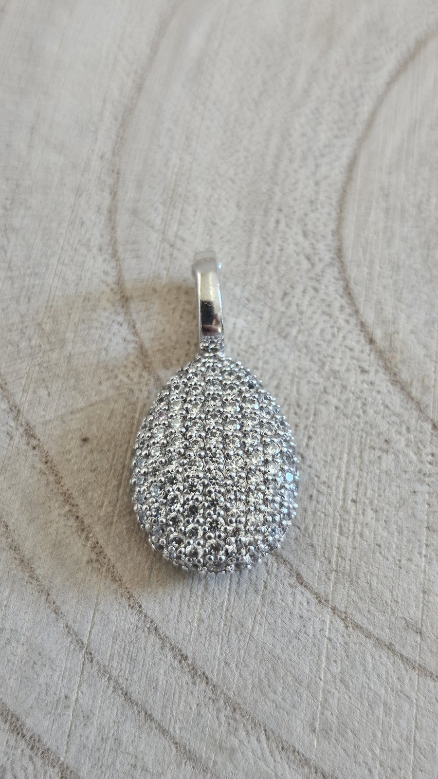 TI SENTO Milano 925 Sterling Silver CZ Pavé Oval Snap On Bale Pendant 3.68g
