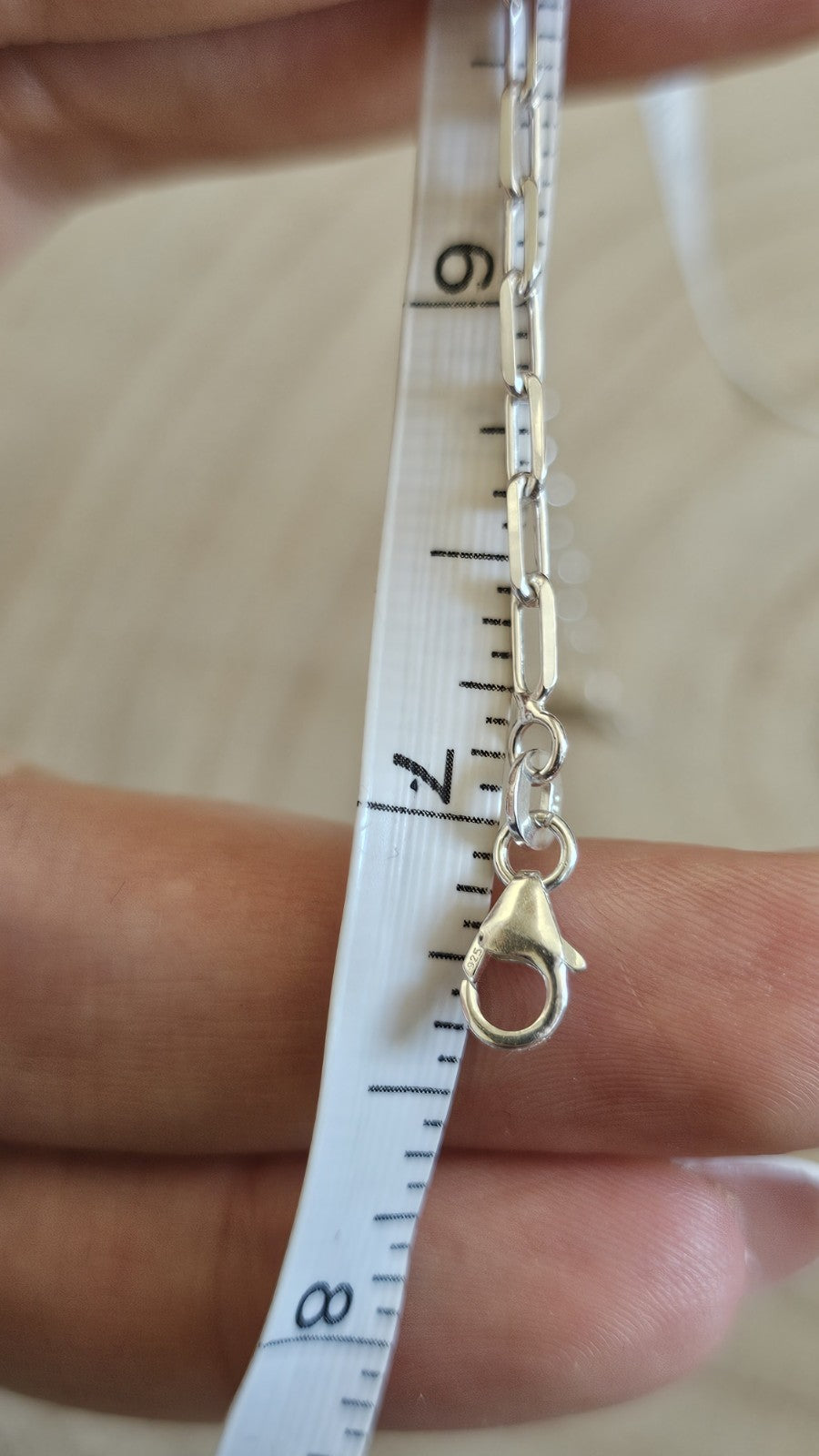 925 Sterling Silver Paperclip Link Bracelet 7.25" 18.4cm , New in Box