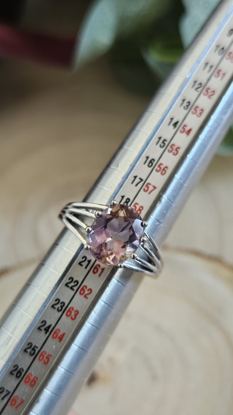 925 Sterling Silver Ametrine Oval Gemstone Ring Size R 1/2 TGGC 4.07g
