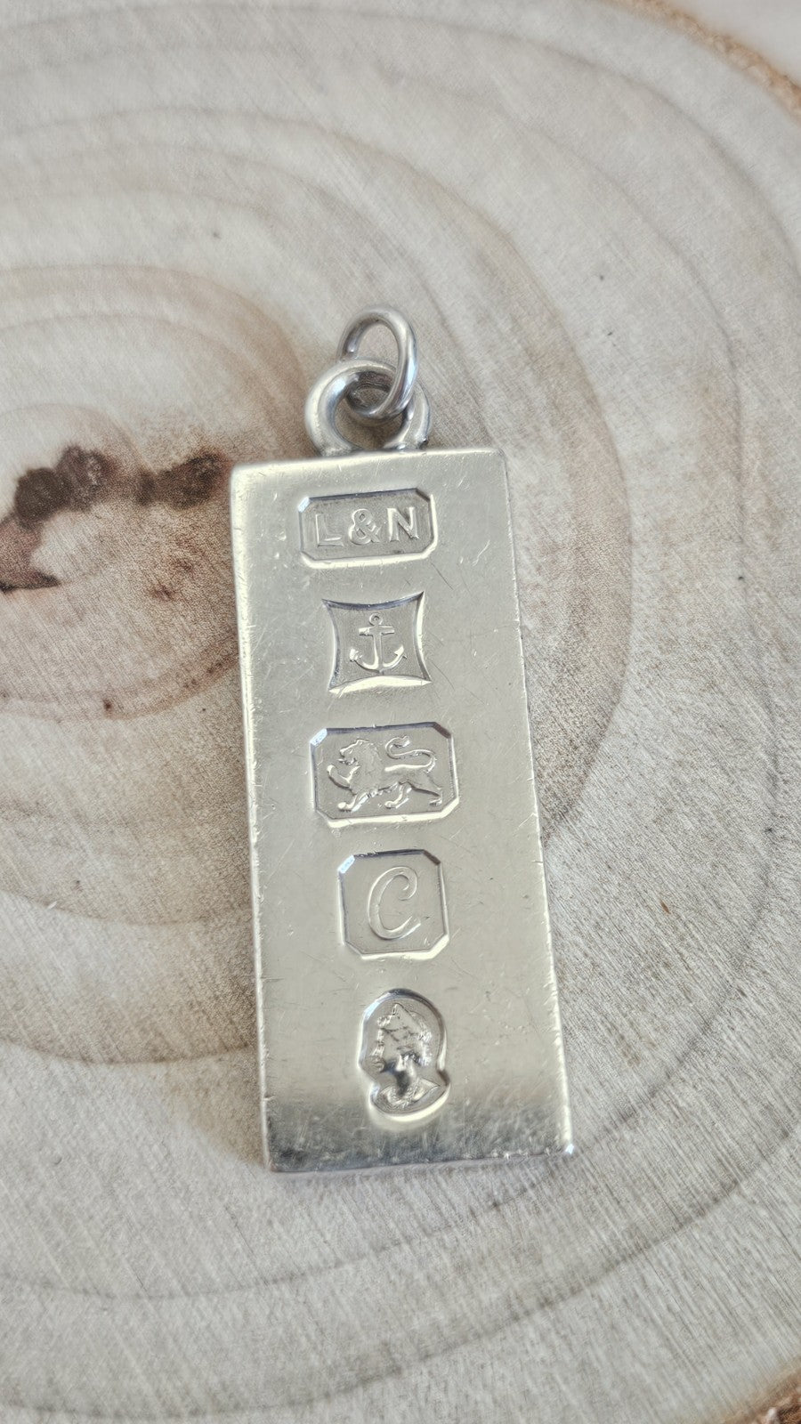 Vintage 1977 Sterling Silver Floral Engraved Ingot Pendant Birmingham L&N 