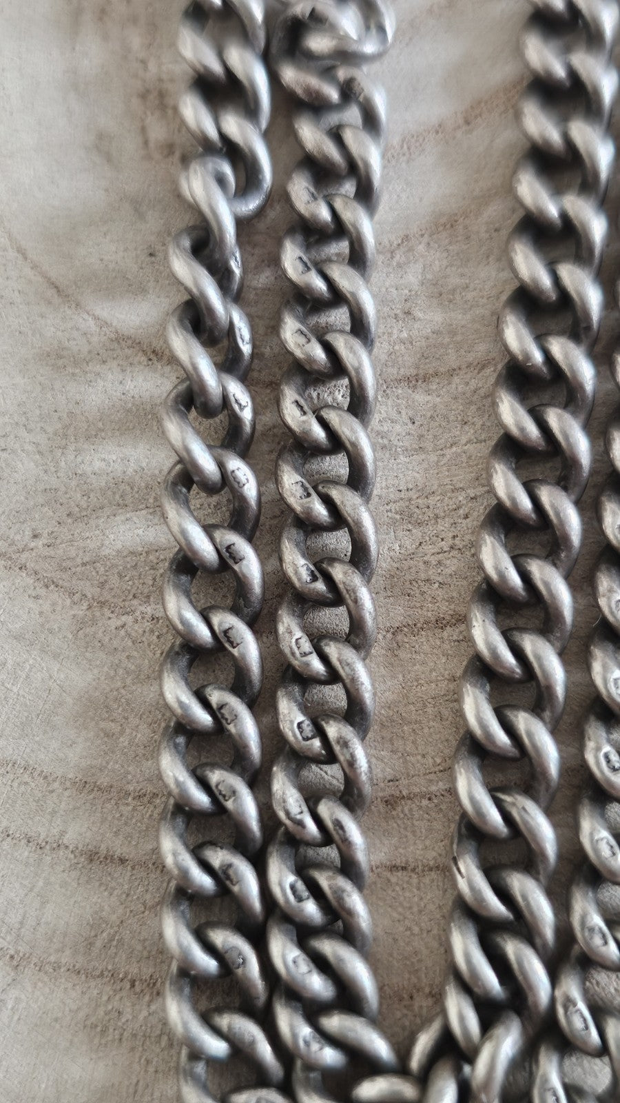 Antique HB&S Sterling Silver Albert Watch Chain Bracelet 35.11g 8.4" Hallmarked