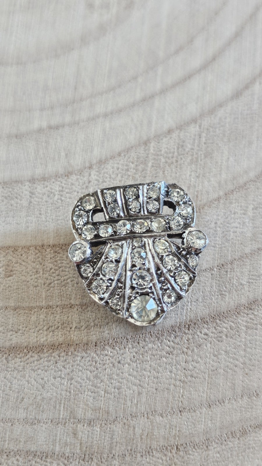 Antique Art Deco Sterling Silver Paste Rhinestone Dress Clip England c1930s