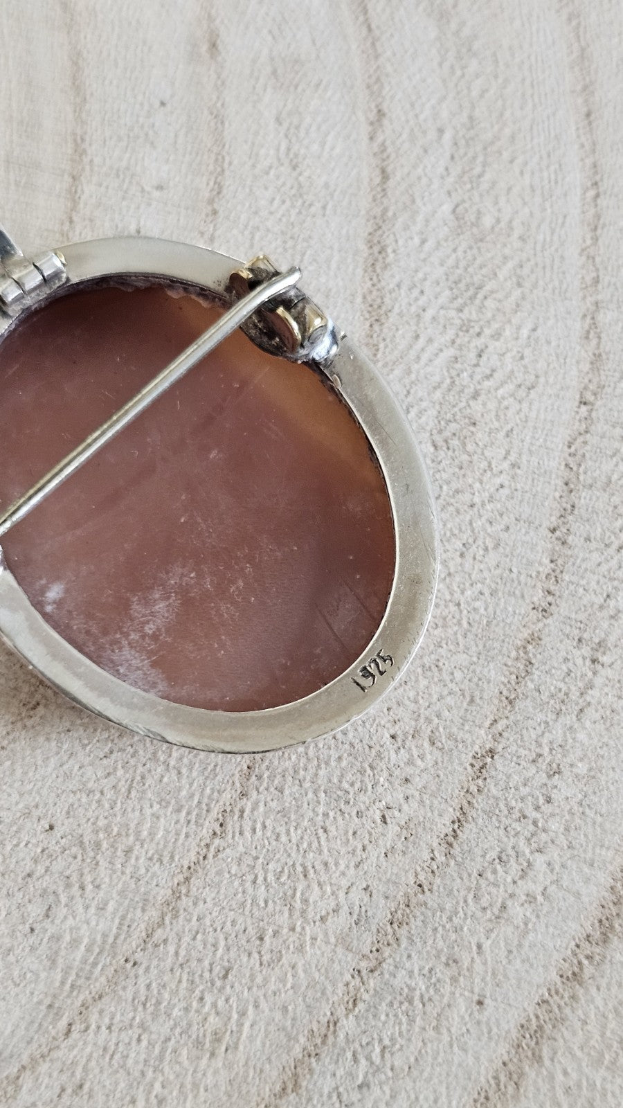 Vintage 925 Sterling Silver Carved Shell Cameo Brooch Pendant Convertible 5.37g