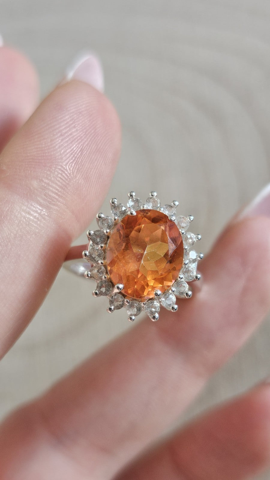 Mystic Quartz & White Zircon Halo Statement Ring – Size R 1/2 – 5.44g