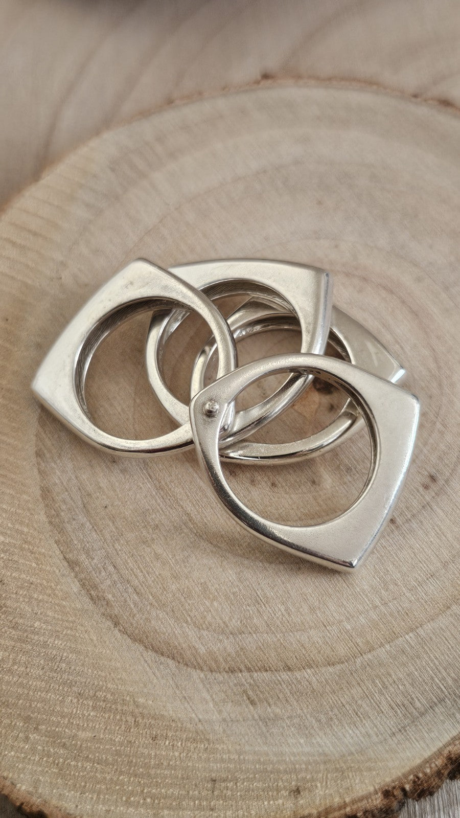 925 Sterling Silver 4 Band Articulated Statement Ring  Size M 1/2 22.11g